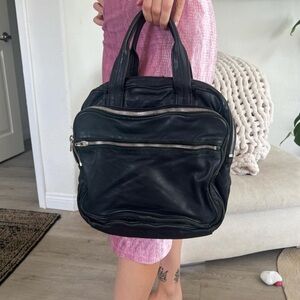 Alexander Wang Black Leather Tote with Silver-Tone Zip